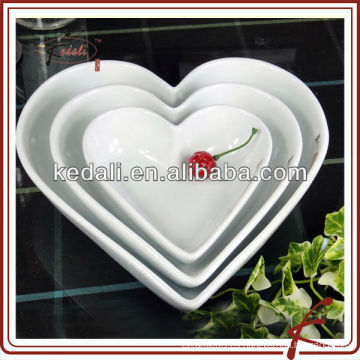 Platos de cena en forma de corazón de cerámica blanca